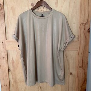 Two Fly Luxe Leather Casual Tan Women's Top L/XL